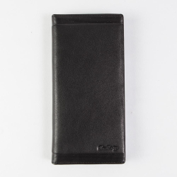 Мужское вертикальное чёрное портмоне купюрник из натуральной кожи Dublecity 095-DC1-19A в подарочной коробке