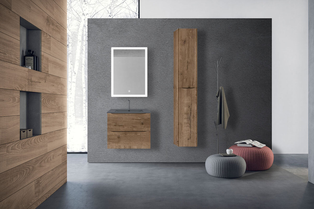 Тумба под раковину Vincea Mia 600 подвесная, 2 выкатных ящика soft close, V.Oak