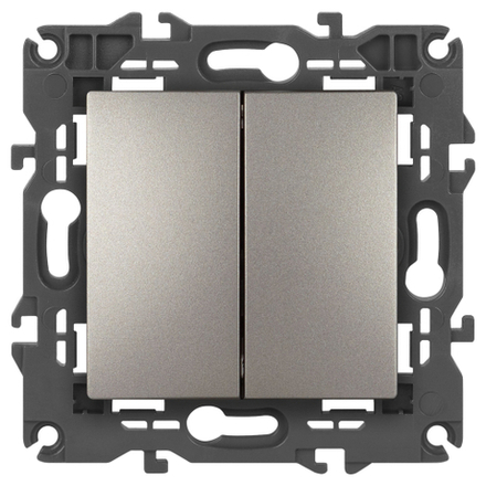 Переключатель ЭРА Elegance 14-1112-16 перекрёстный двойной, 10АХ-250В, титан