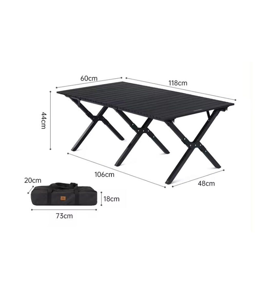 Стол туристический Naturehike складной, 118х60х44 см,с Х-образными ножками, черный