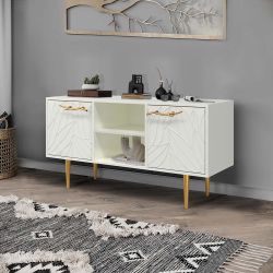 Тумба под ТВ Арт Колор leaves 117см Стайл Голд Белый опал