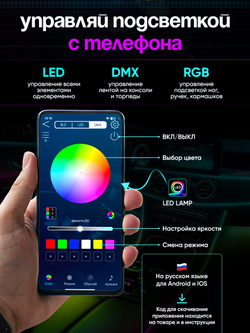 Чёрная контурная подсветка в салон авто 21в1 Ambient Light