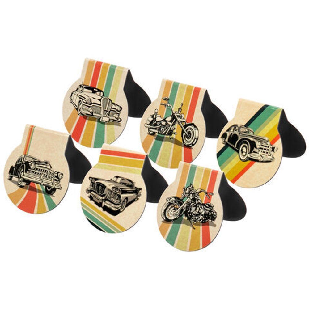 Закладки для книг МАГНИТНЫЕ, "AUTO", набор 6 шт., 30х25 мм, BRAUBERG, 113167