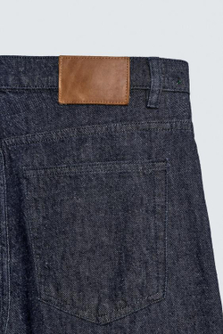 ZARA ДЖИНСЫ STRAIGHT FIT ИЗ ХЛОПКА И КОНОПЛИ, СИНИЙ