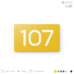 Номер на дверь квартиры 107, табличка на дверь для офиса, кабинета, аудитории, склада, желтая 120х70 мм, Айдентика Технолоджи