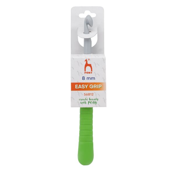 Крючок для вязания Pony Easy Grip ⌀8.0 мм, 15 см с мягкой ручкой, пластик, 56812