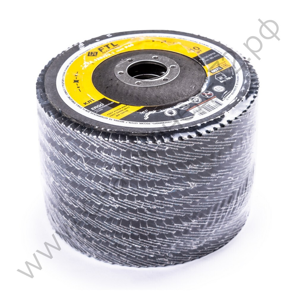 Круг лепестковый для шлифования по нержавеющей стали FTL Ergo цирконий 27 125 х 22,2 мм P40