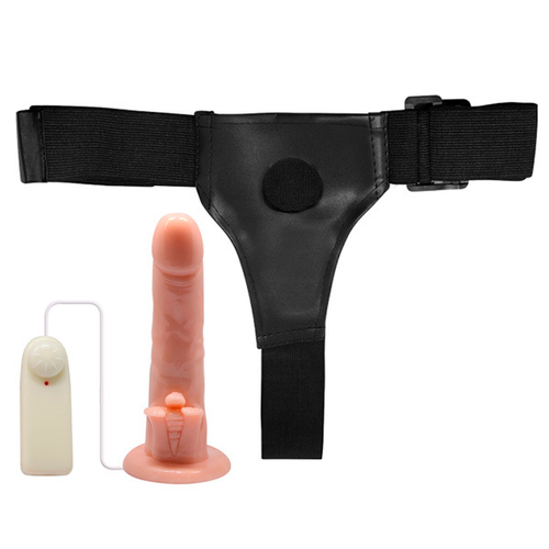 Женский вибрострапон 20см с ребристым основанием на трусиках Baile Ultra Passionate Harness Strap-on BW-010025B