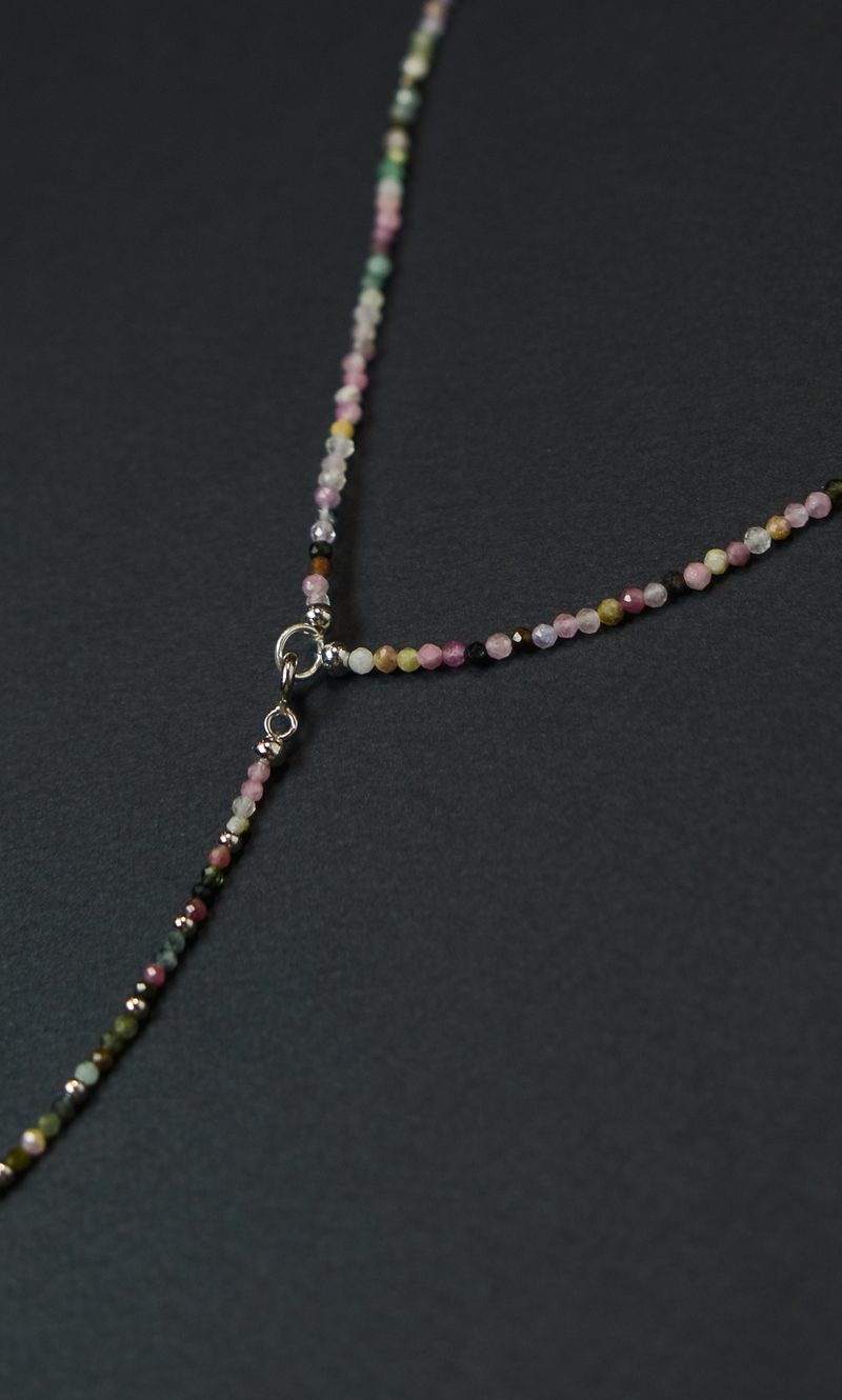 Колье Сотуар "Memo about Health" из турмалина цветного с розовым кварцем