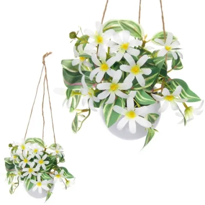 Цветочная композиция «Верона» 16см подвесная в горшке, белые цветы