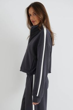 Олимпийка на молнии с лампасами цвета антрацит