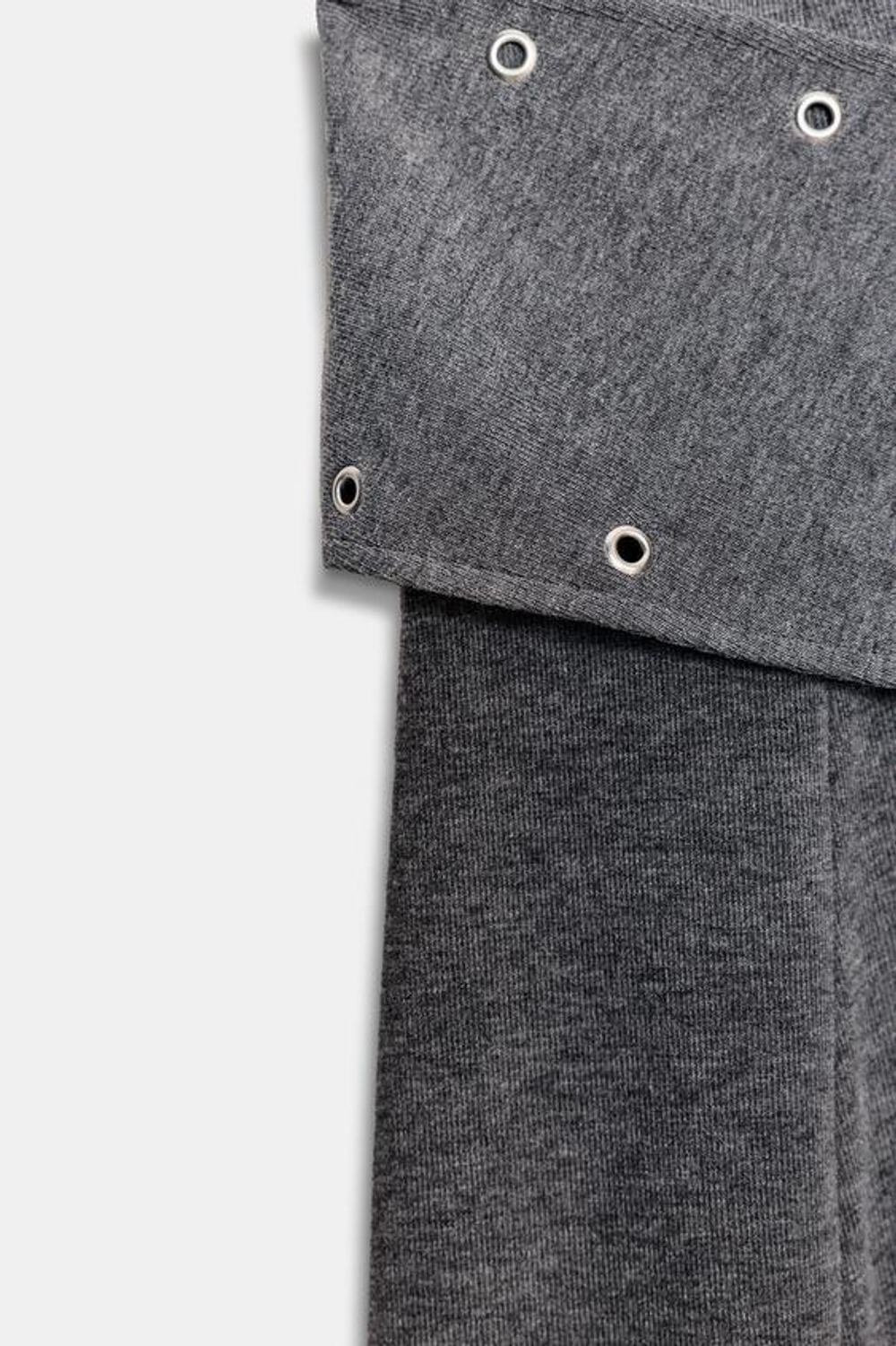 ZARA ЮБКА МИДИ SOFT TACHAS, СЕРЫЙ МЕЛАНЖ