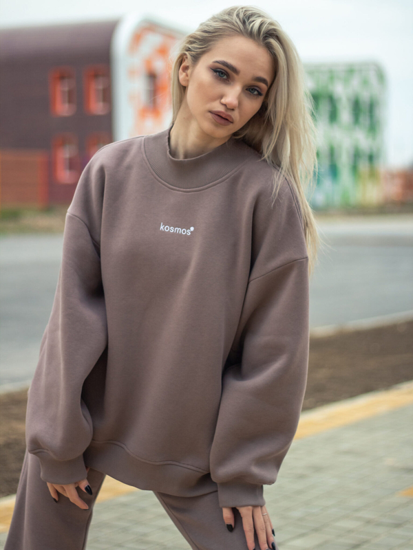 Свитшот женский оверсайз с начесом нюд