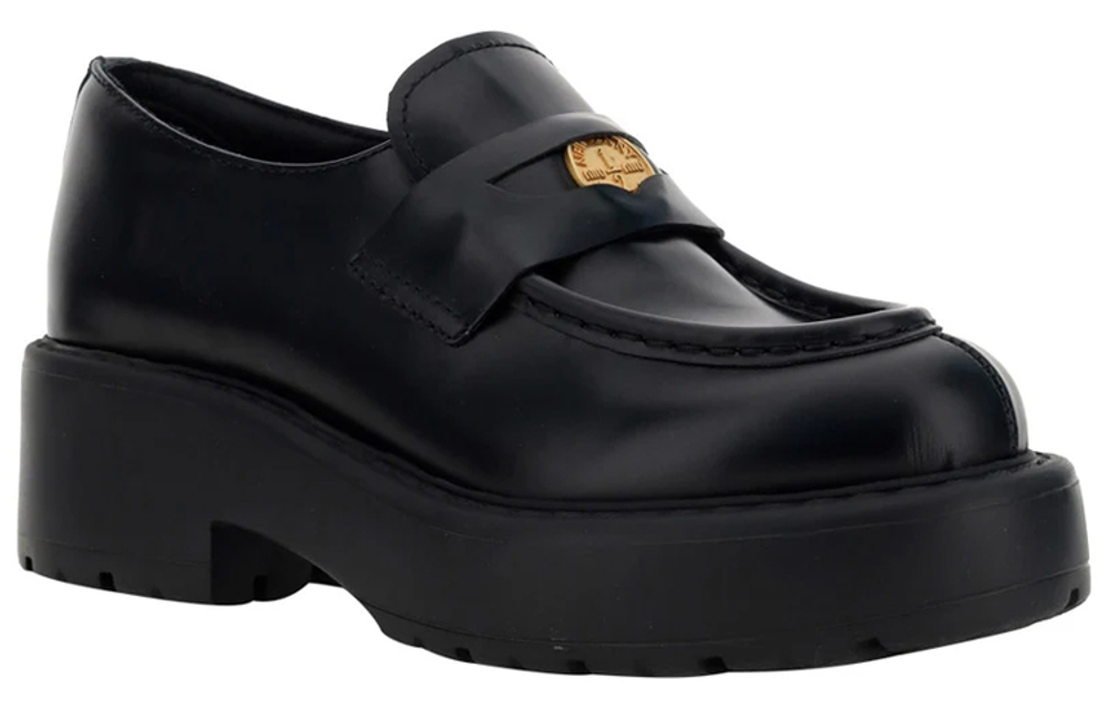MIU MIU Leather Platform Shoes Women"s Black