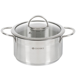 Кастрюля нерж, 2.5 л, с крыш, крышка стекло, Daniks, Бонн, GS-01319-18CA, индукц