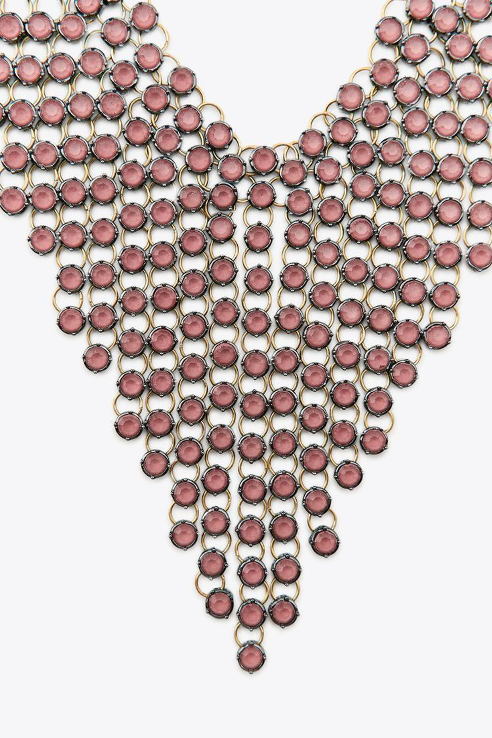 ZARA КАСКАДНОЕ ОЖЕРЕЛЬЕ СО СТРАЗАМИ, ЦВЕТ РОЗОВОГО ДЕРЕВА