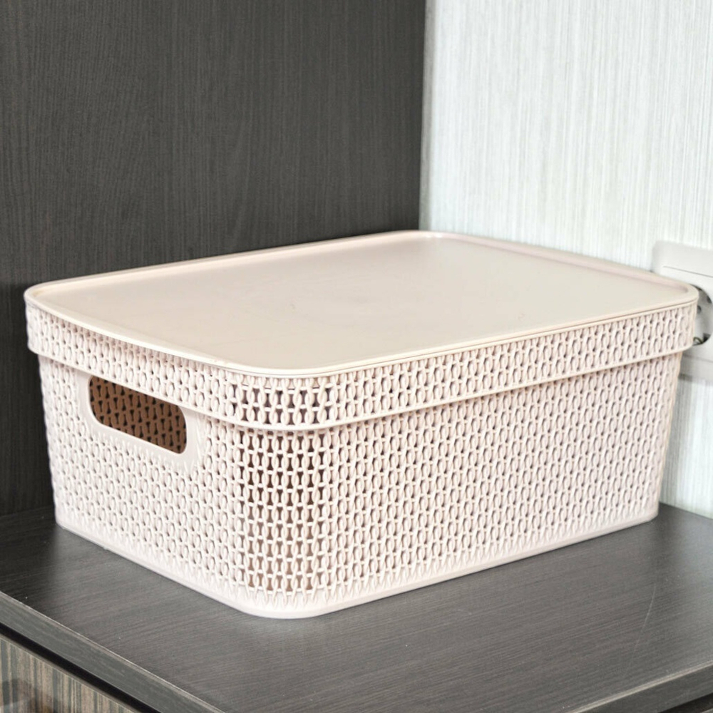 Корзина для хранения 11л с крышкой "Keeplex Ajur", бежевый топаз