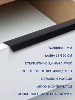 Мебельная ручка, черная, 15 см, 8 шт