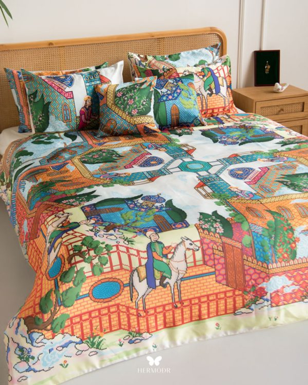 Комплект постельного белья двуспальный Shirin Cover Hermodr 8 предметов 130220303 Иран