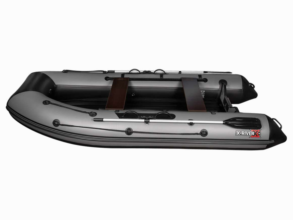 Лодка ПВХ X-River Agent 390 НДНД + усиленные баллоны, пиксель/фурнитура серая