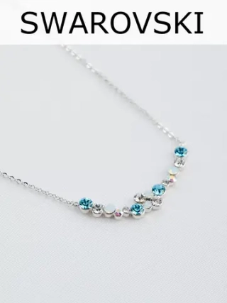 Тонкое колье Млечный путь с голубыми кристаллами Swarovski