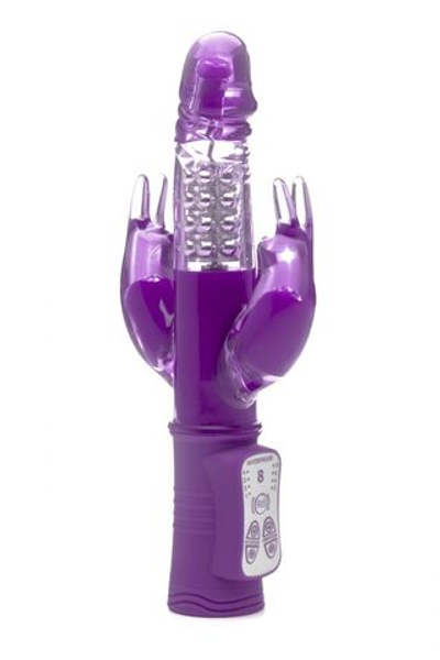 Фиолетовый вибратор Multiply с двумя отростками - 23,5 см. (Цвет: фиолетовый)