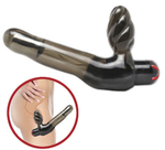 Безремневой страпон с вагинальной пробкой и вибратором