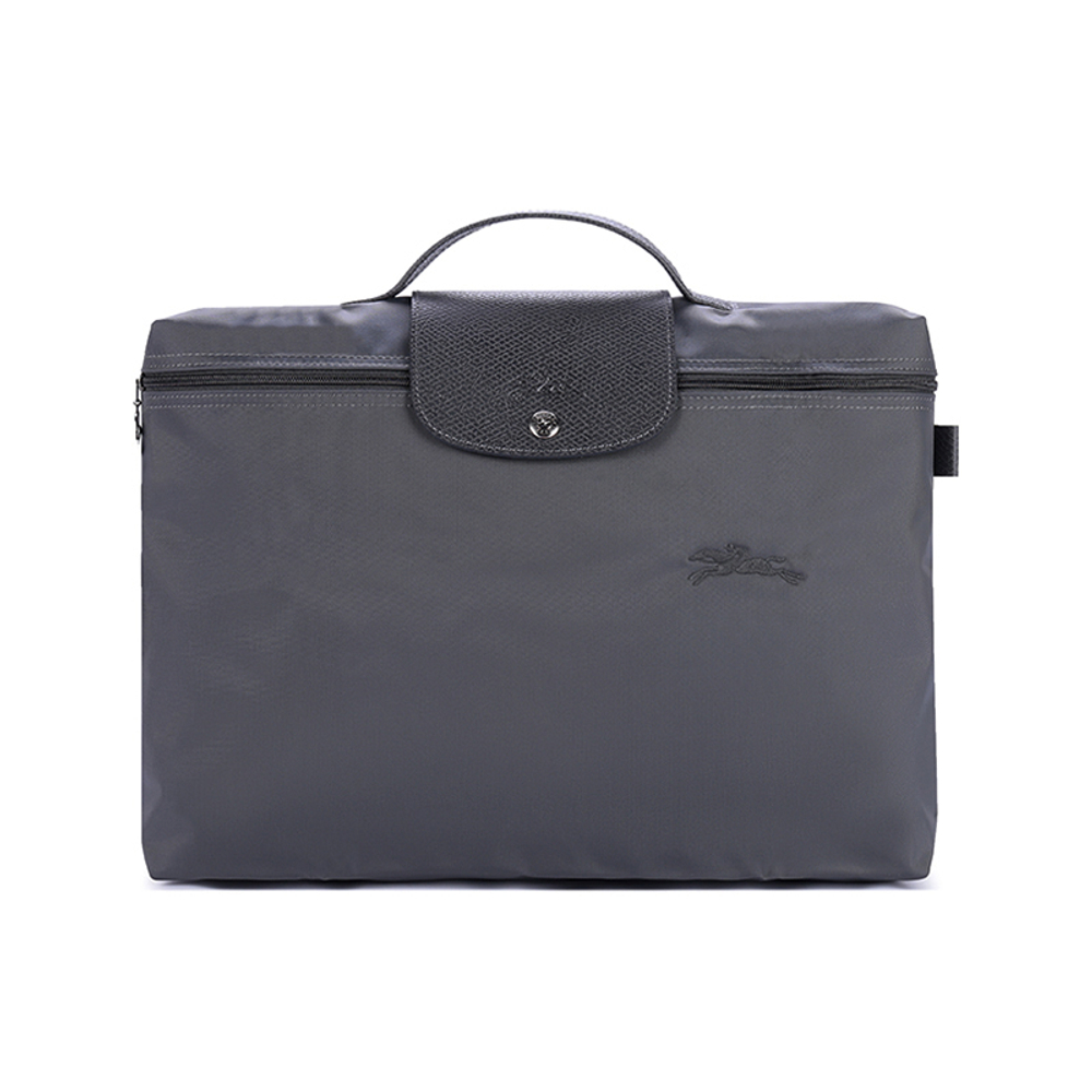 LONGCHAMP Le Pliage Green Recycled Canvas With Leather Trim Canvas Bag, Handbag, Briefcase Small Men"s Graphite Gray