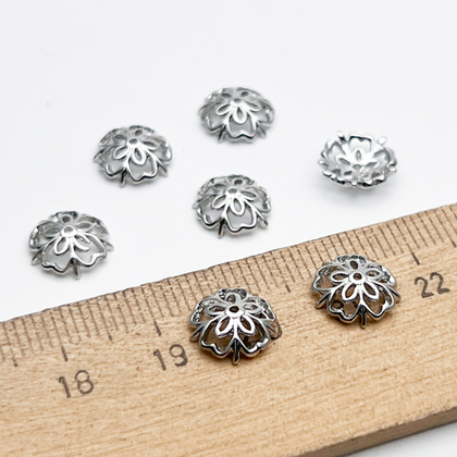 Шапочка, цвет серебро (родий), диаметр около 9,5 мм, цена за 10 штук