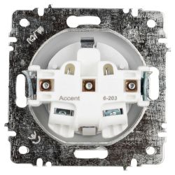 Розетка Intro Accent 6-203-01 2P+E Schuko с крышкой, 16А-250В, IP20, СУ, AL/CU, белый