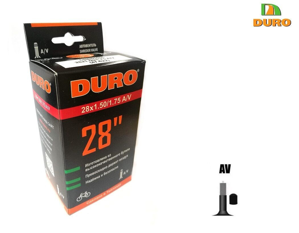 Камера 28x1,50/1,75 бутил, авто-ниппель, A/V (37/47-622), DURO (DHB01010)