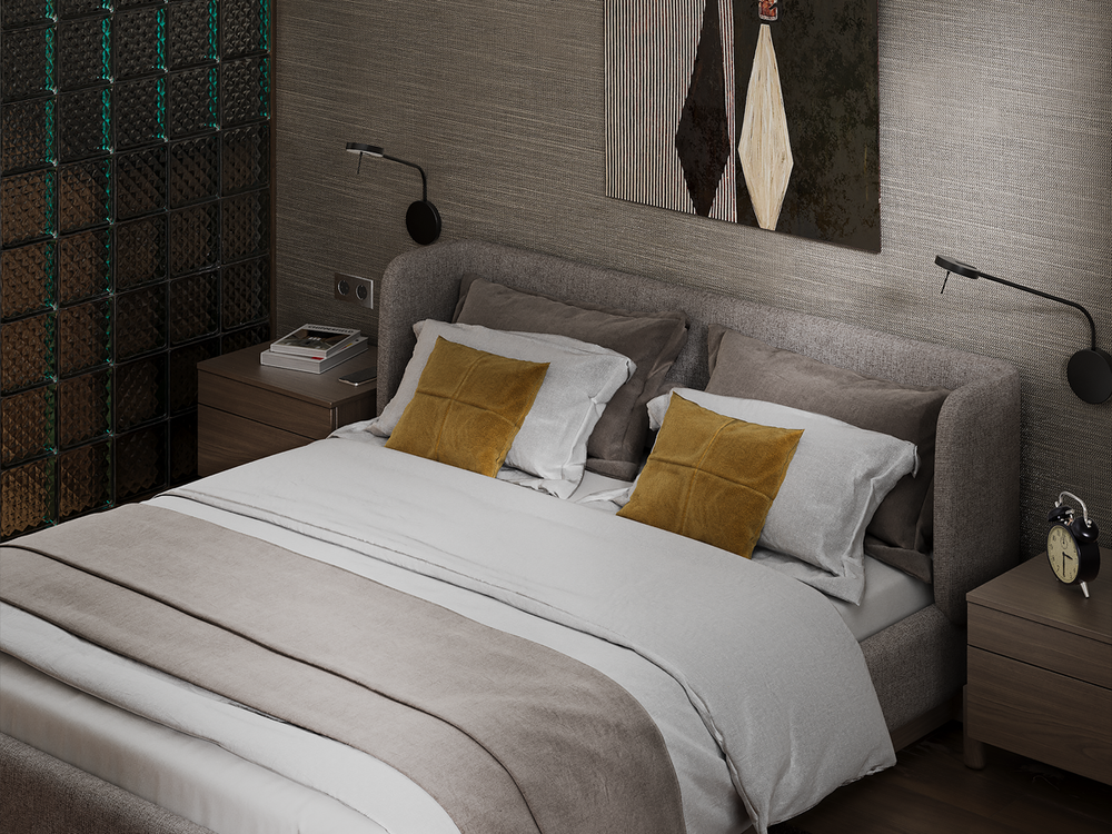 Кровать Basic спальное место 180*200 см (бежевый, рогожка)