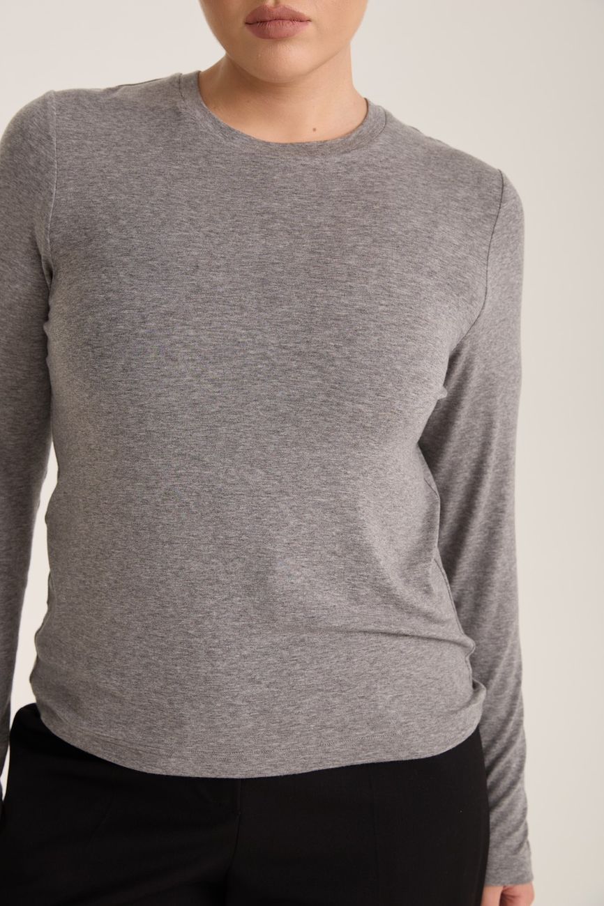 Лонгслив с шерстью мериноса, светло-серый