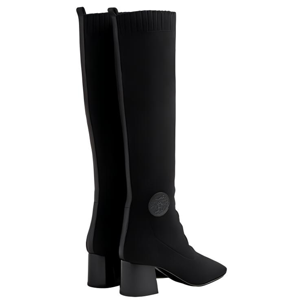 HERMES Fontaine Knee high Boots Women"s Black