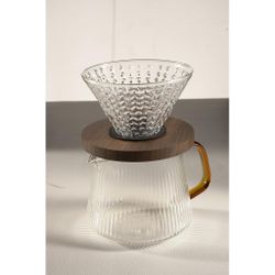 Дриппер воронка пуровер на 1-4 чашки фильтр для заваривания кофе + кофейник 600 мл стекл. Barbossa