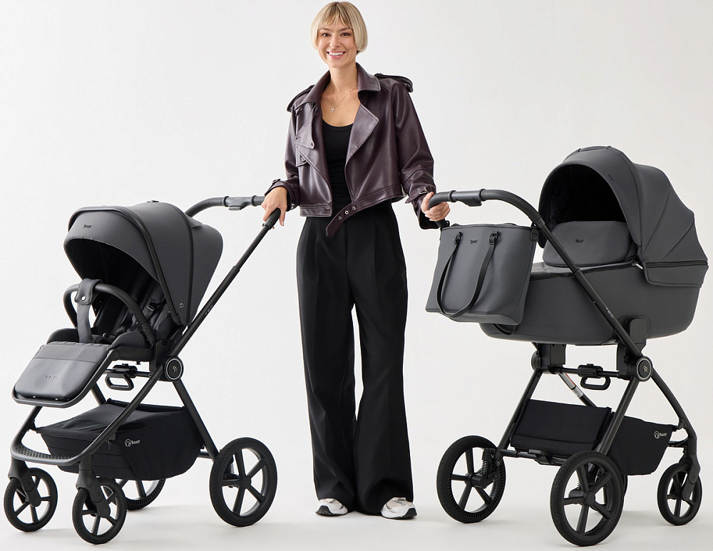 Детская коляска Rant Teo Soft 3 в 1 с автокреслом Cruise Grey Graphite