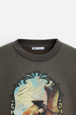 ZARA ТОЛСТОВКА С КОНТРАСТНЫМ ПРИНТОМ, АНТРАЦИТОВО-СЕРЫЙ