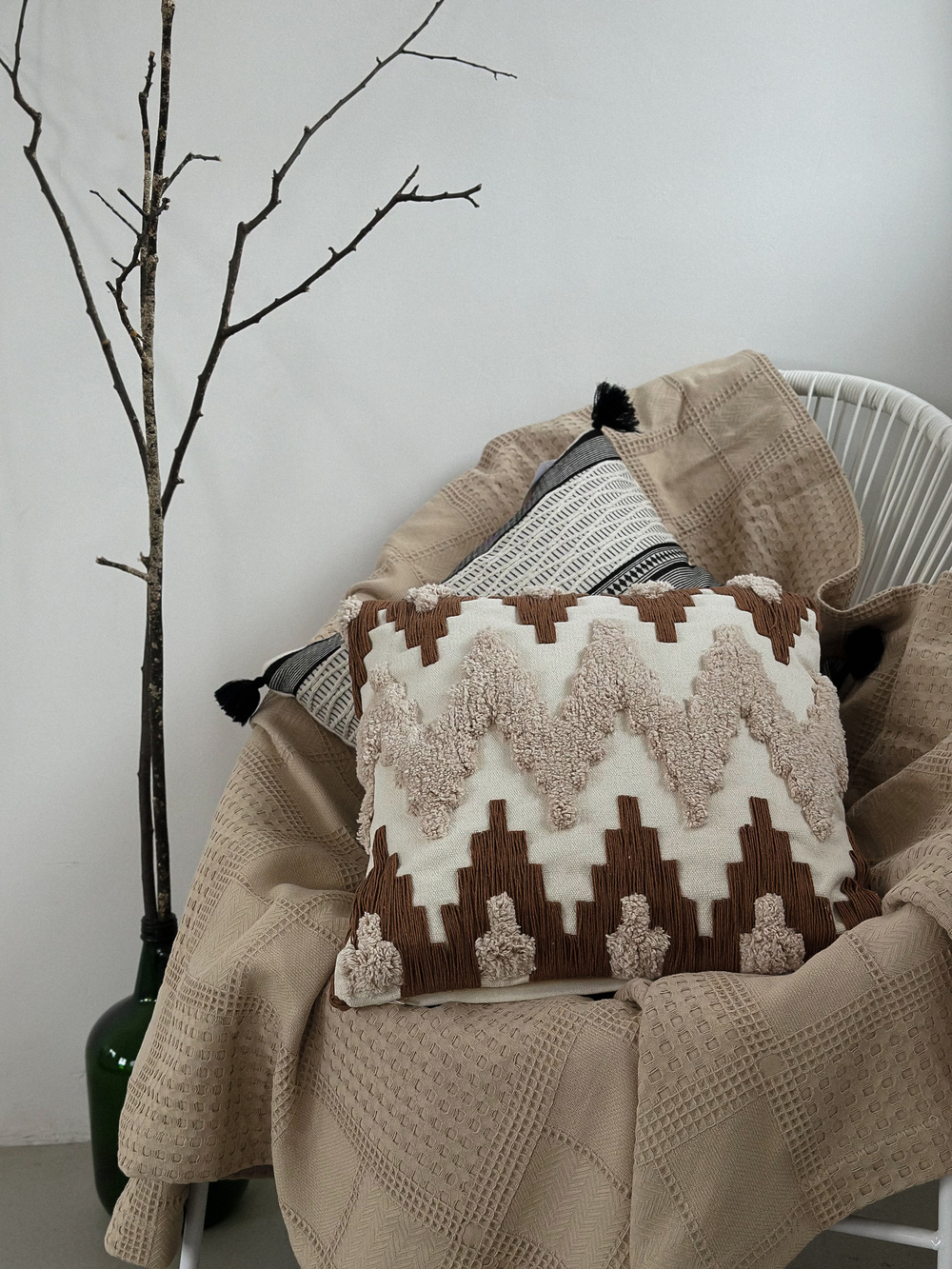 Чехол на подушку декоративный Beige blink из коллекции Ethnic