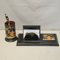 Набор письменный настольный "Жар-птица и Иван. Палех" с ручной росписью