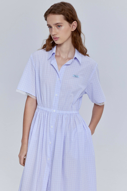 Платье в клетку из итальянского хлопка с кружевом