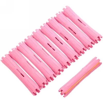 Бигуди пластмассовые-коклюшки 10шт d-1.8см «KUDRI», цвет розовый, (прозрачный пакет с подвесом)