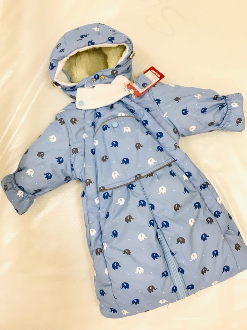 Комбинезон-трасформер детский 2в1 "Слоники" , модель: 72-18 (Rusland) (Цвет: Серый, Размер: 80)