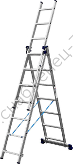 СИБИН 7 ступеней, со стабилизатором, алюминиевая, трехсекционная лестница (38833-07)