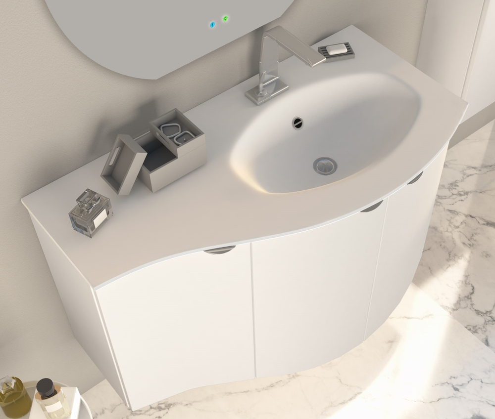 Мебель для ванной комнаты CEZARES RIALTO 104 см правосторонняя Bianco opaco 55170 + 55176