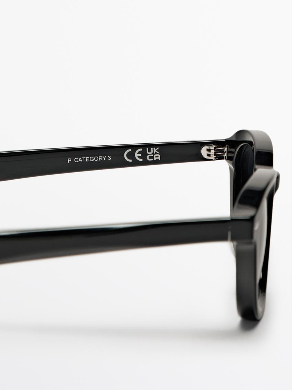 Massimo Dutti Солнцезащитные очки в круглой каучуковой оправе, черный