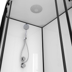 Душевая кабина Loranto NEO 90x90x(190+15) с низким поддоном 15см, прозрачное закаленное стекло 5 мм, задние стеклянные стенки белые, профиль черный-матовый (CS-22109)