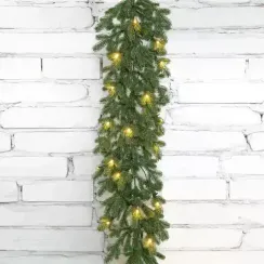 Хвойная ветвь Чарующая 180*30 см., 48 теплых-белых LED ламп, 100% литая хвоя, ЕлкиТорг (52092)