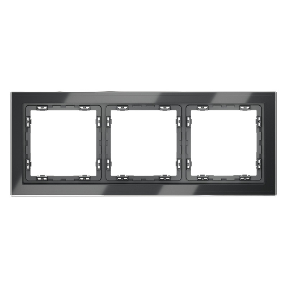 Рамка стеклянная VOLTUM S70 на 3 поста, (графит, стекло)
