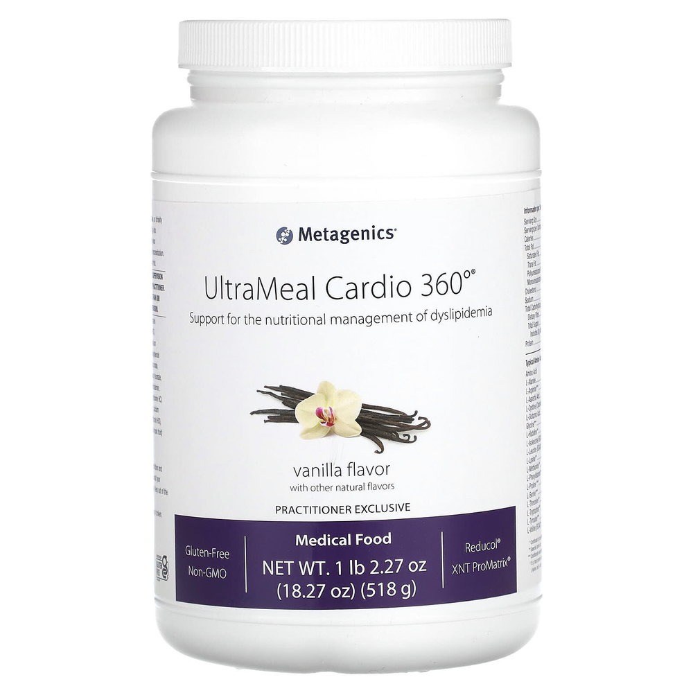Metagenics, UltraMeal Cardio 360 °, для лечебного питания, ваниль, 518 г (1 фунт)
