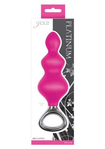Розовая анальная елочка Jolie Platinum Plug Large из силикона - 16,8 см. (Цвет: розовый)